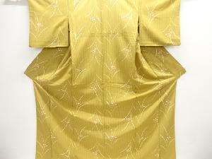 縞にあやめ模様単衣小紋着物